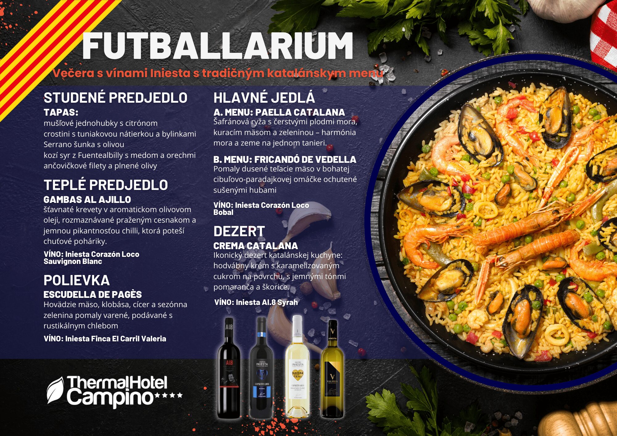 FUTBALLARIUM – Večera s vínami Andrésa Iniestu & katalánske menu – Obrázok 2